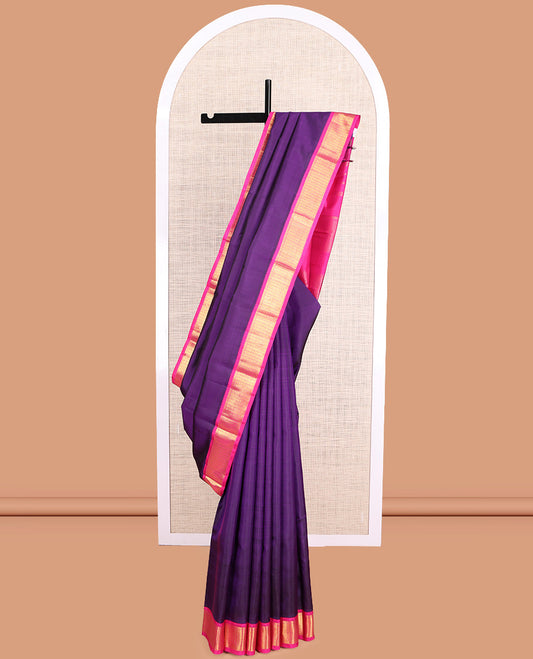 Violet Plain Kanchipuram Silk Saree
