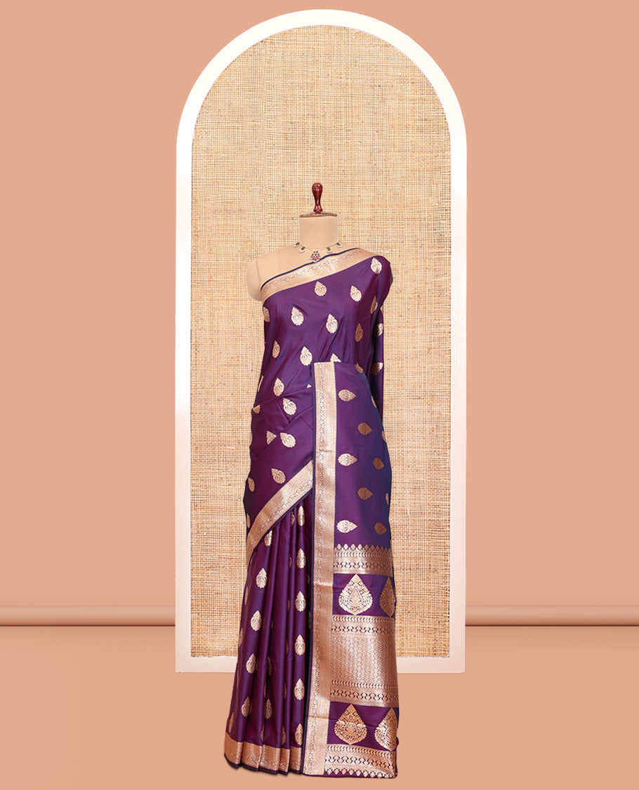 Violet Semi-Banaras Satin Saree