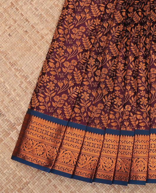Brown Budget Silk Saree, Mesmerized with Jacquard Design, a Contrast Traditional Zari Border, Grand Pallu, and a Contrast Blouse