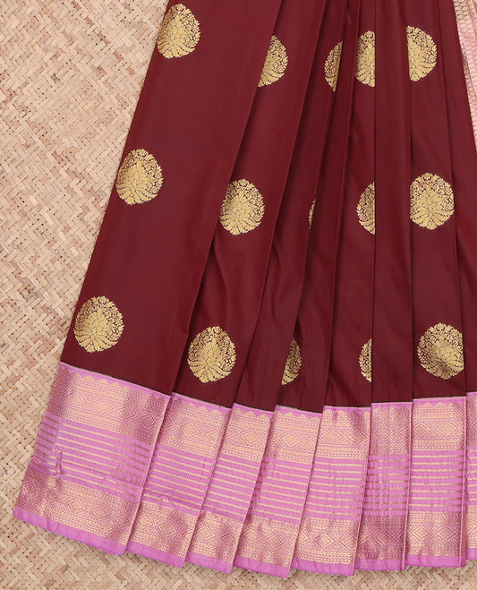 Light Maroon Zari Butta Budget Silk Saree