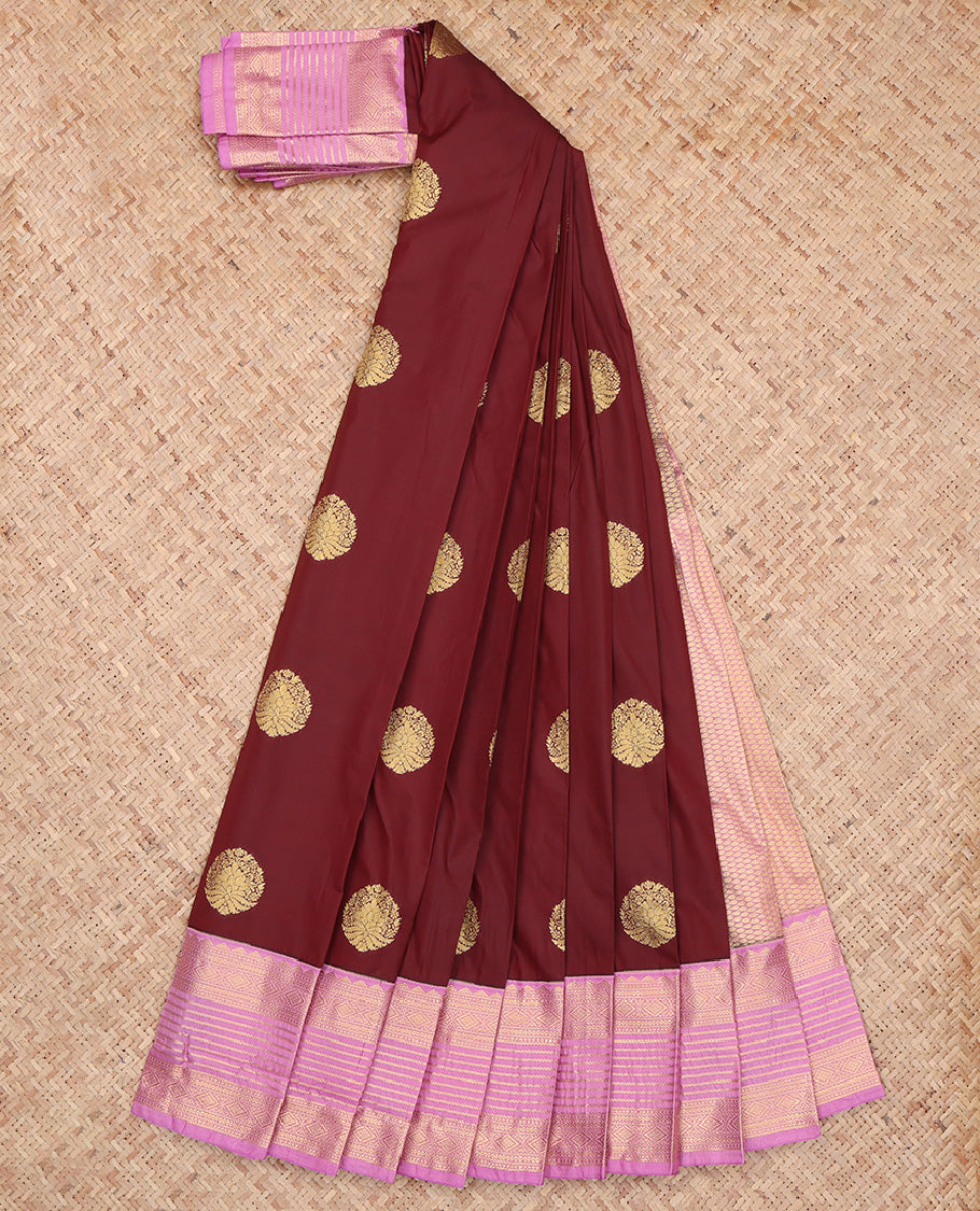 Light Maroon Zari Butta Budget Silk Saree