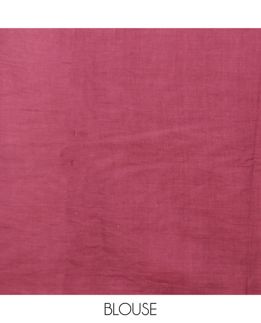 Borderless maroon geometric motifs batik printed mixed cotton saree, floral printed pallu