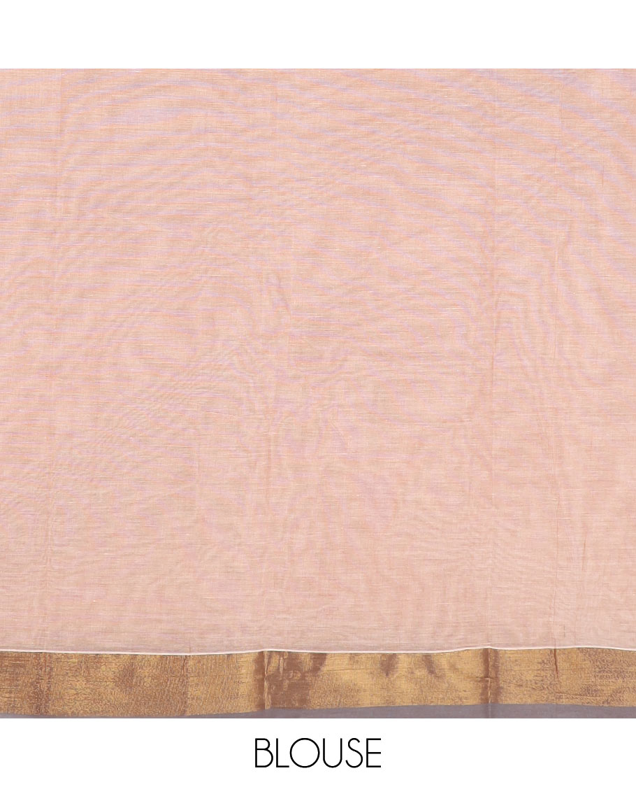 Sandal buttas kanchi cotton saree, contrast zari border, and ogee patterned pallu