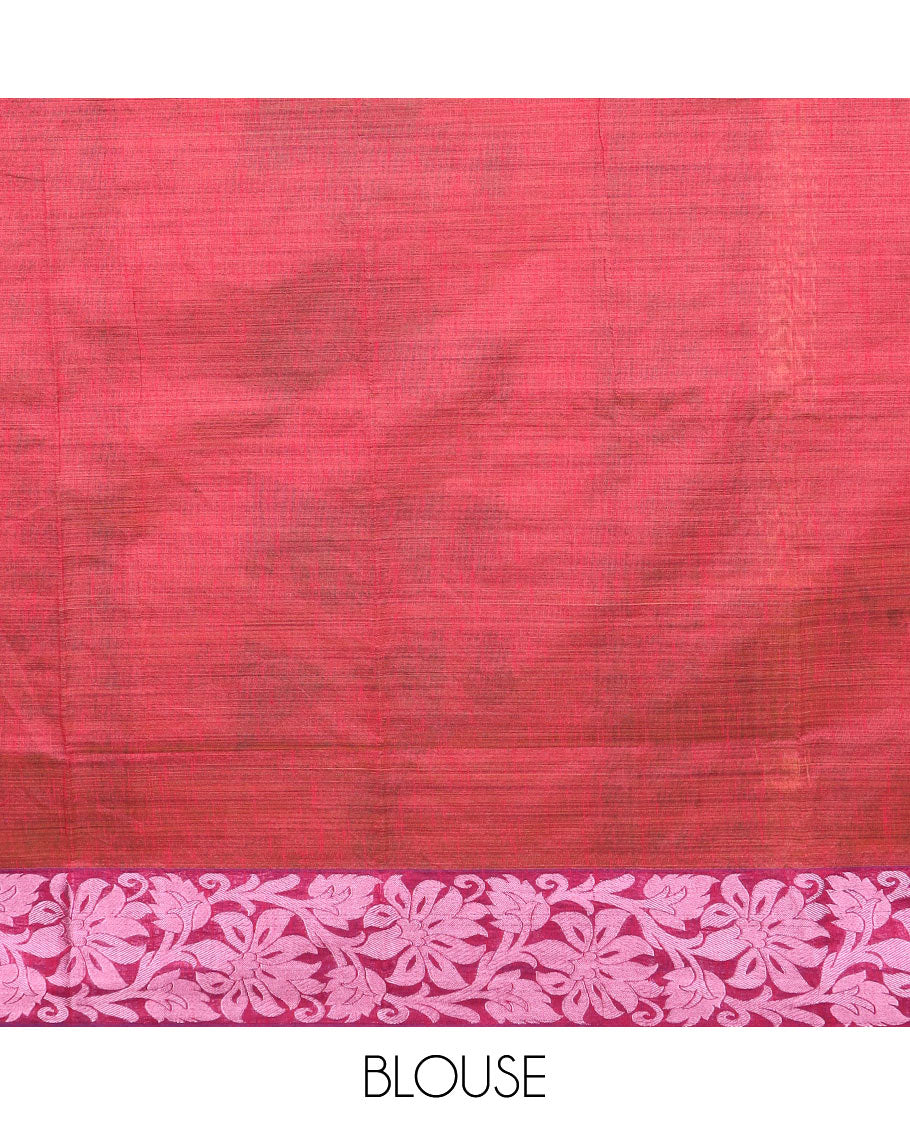 Turquoise warli village printed Andhra cotton saree, zari floral creeper border, and contrast warli printed pallu