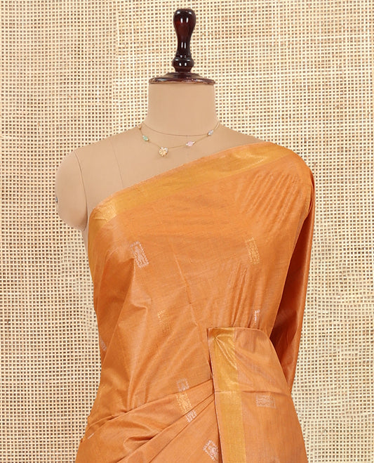 Grey Tussar Saree, Styled with Warli Buttas, a Subtle Zari Border, Pallu of Warli Weave, and a Matching Blouse