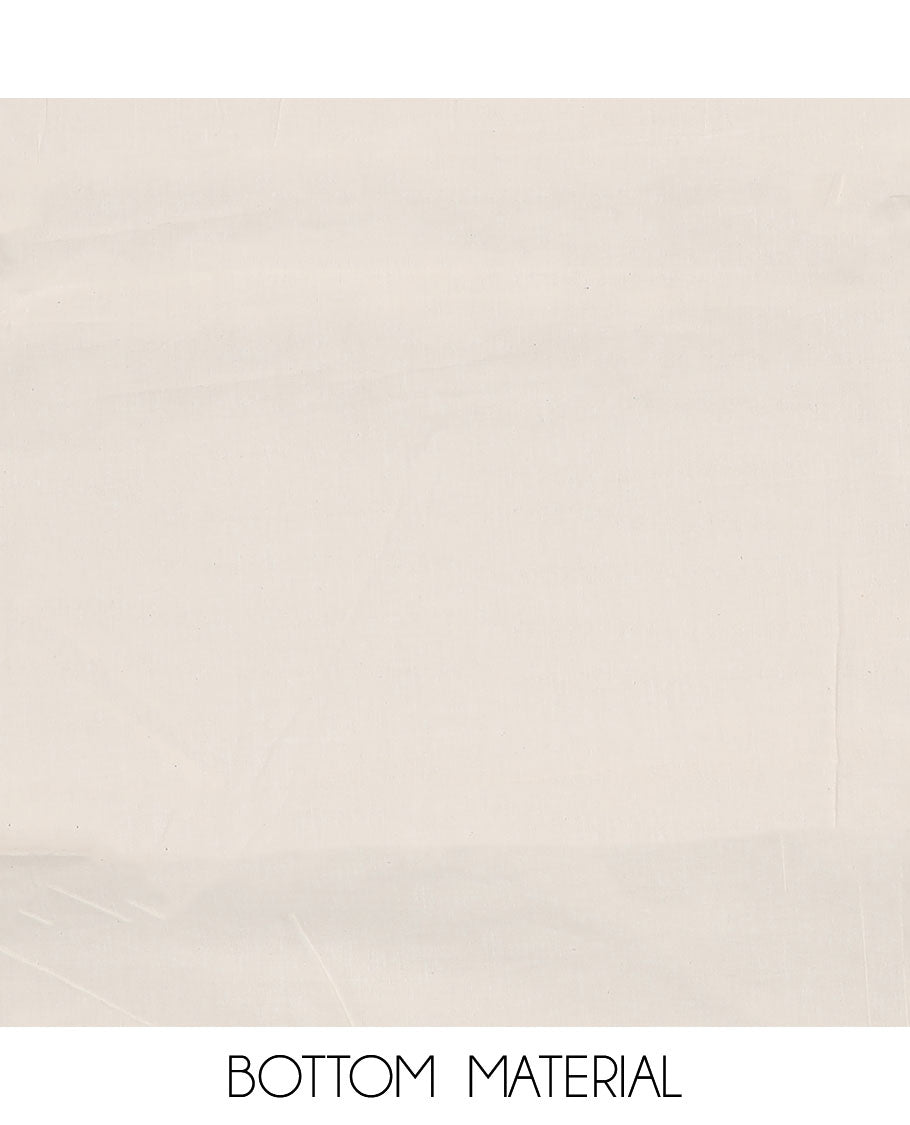 White-red material churidar set, shibori motifs print with mirror embroidered top, plain bottom, and a chex kota dupatta of polka dots