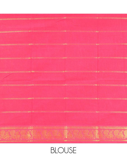 Yellow zari buttas Sungudi cotton saree, contrast leaf motifs zari border & zari striped pallu