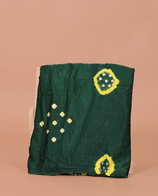 Borderless Green Bandhani Dola Silk Saree