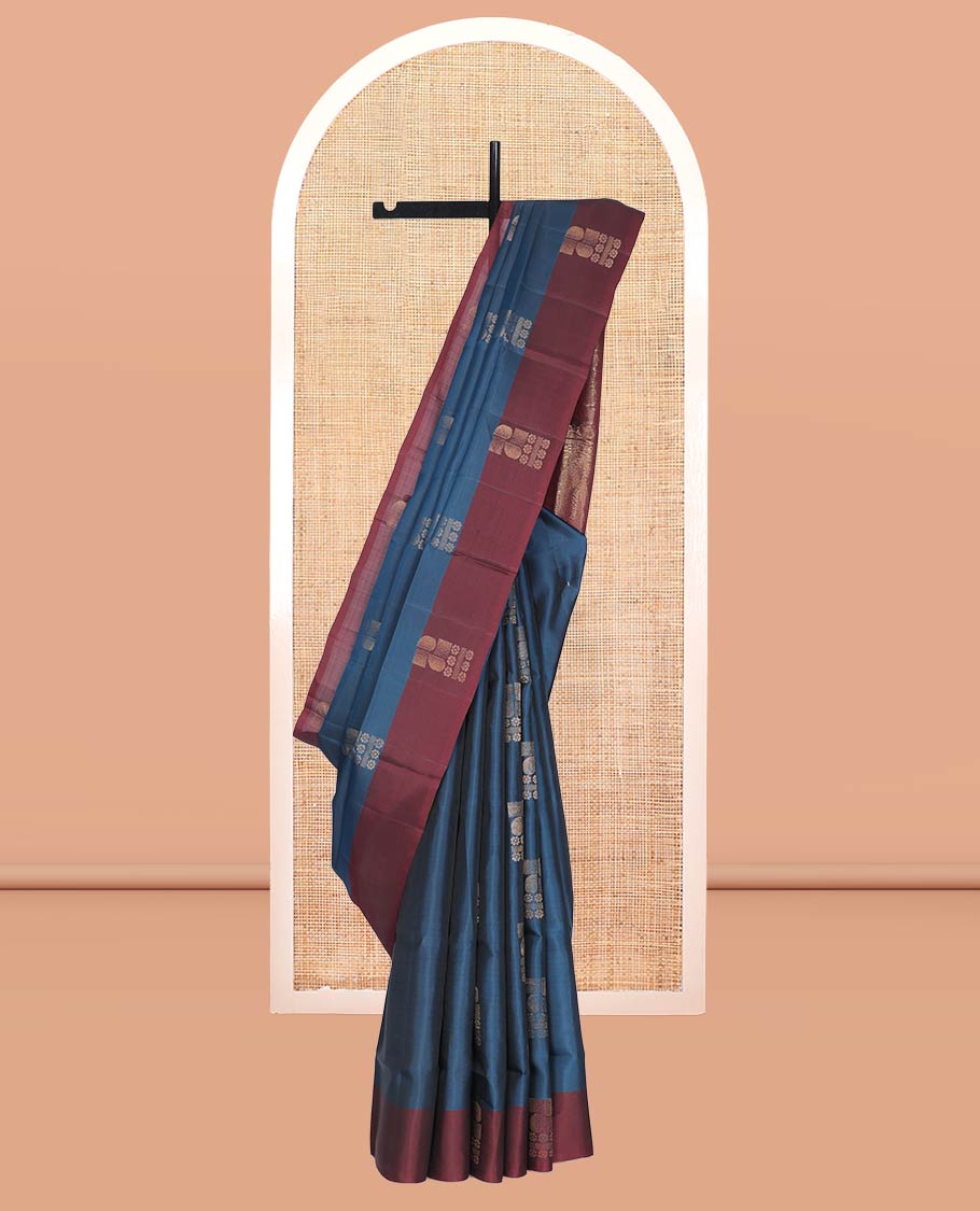 Blue Mayuri Lite Silk Mix Saree
