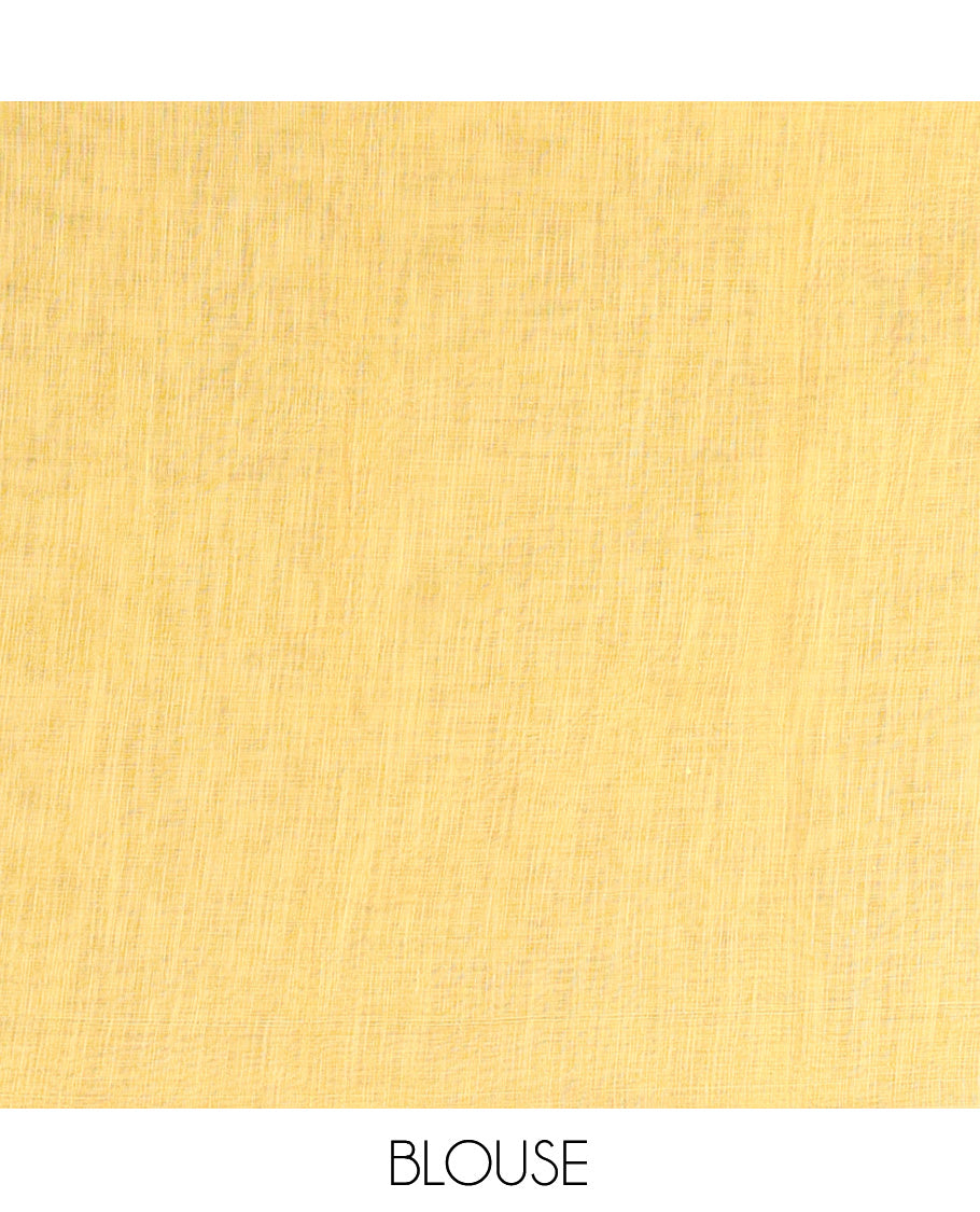 Borderless Black-Yellow Linen Cotton Saree