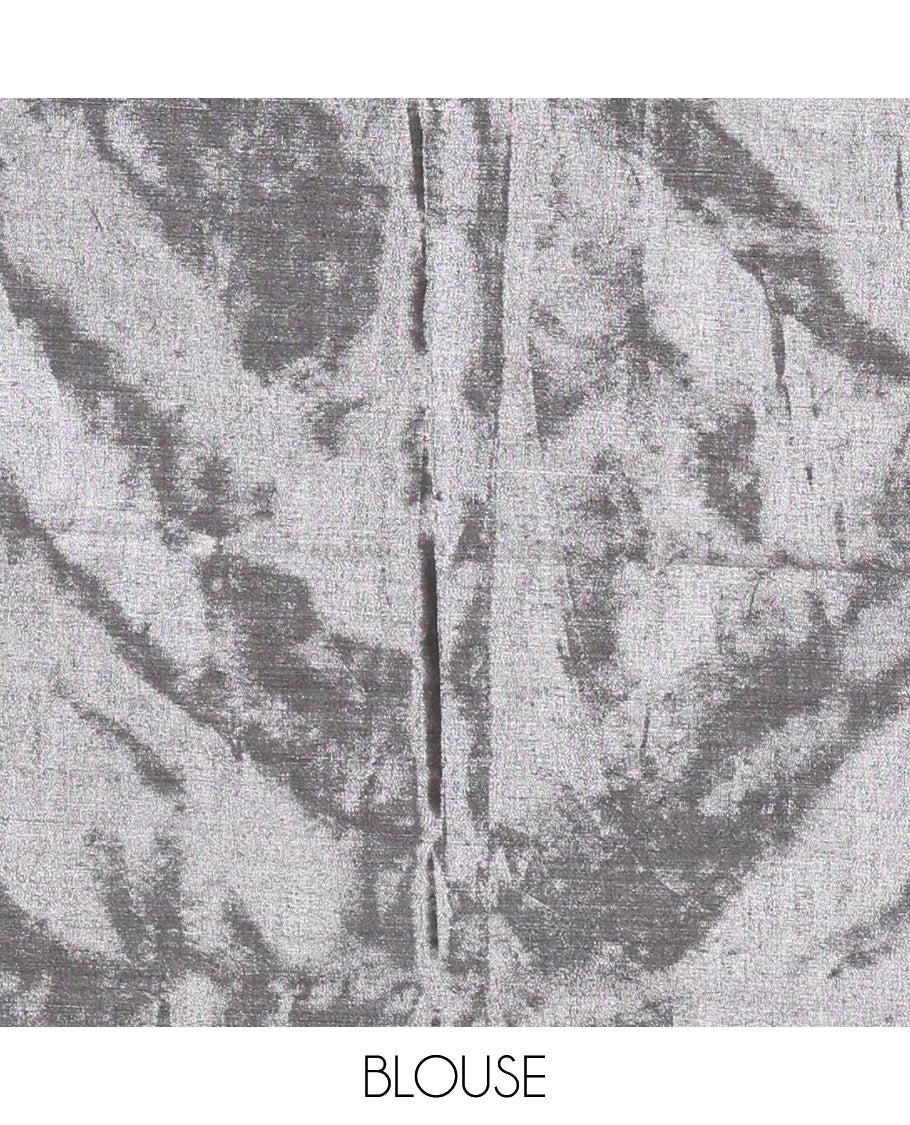 Silver and black half-and-half plain khadi tissue saree with a self-pallu and a matching blouse