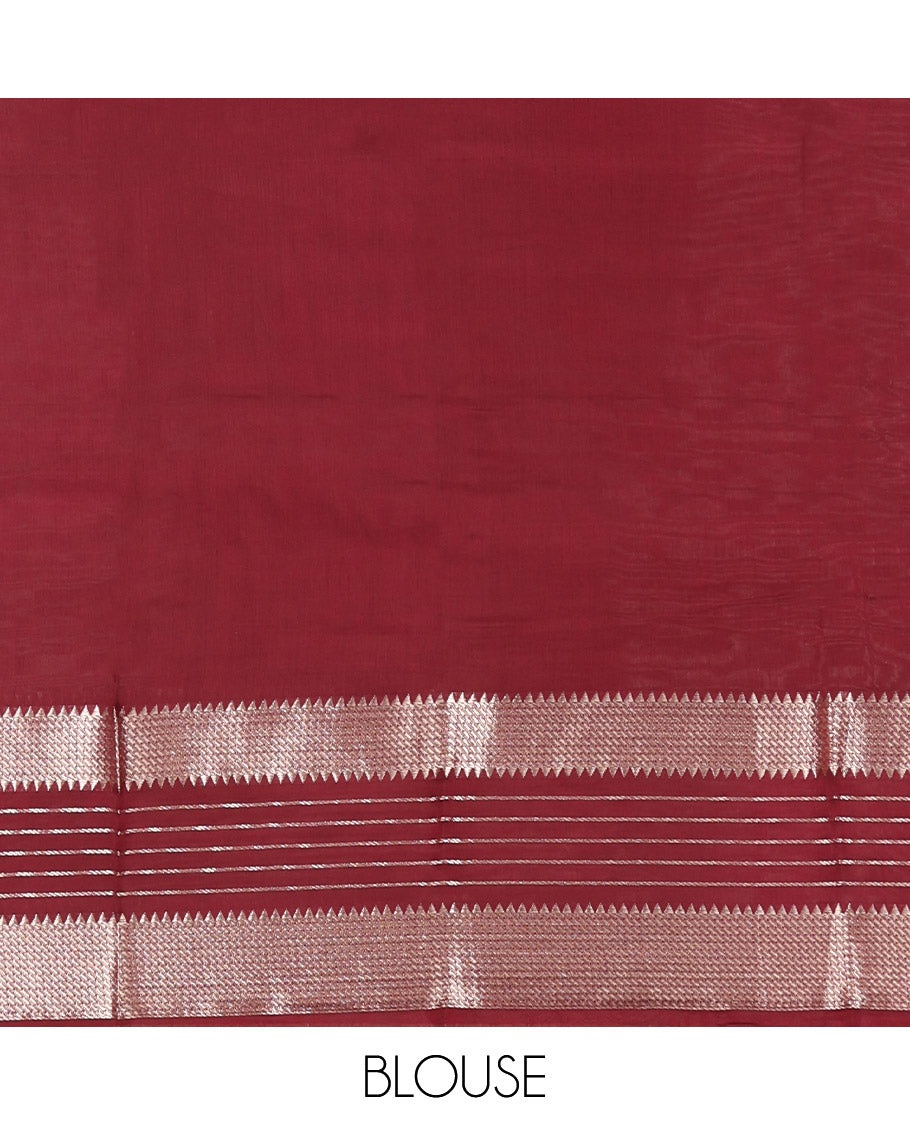 Rosewood Pink Plain Assam Silk Saree, Complemented by Contrast Traditional Zari Border,  Zari Woven Pallu, and Contrast Blouse