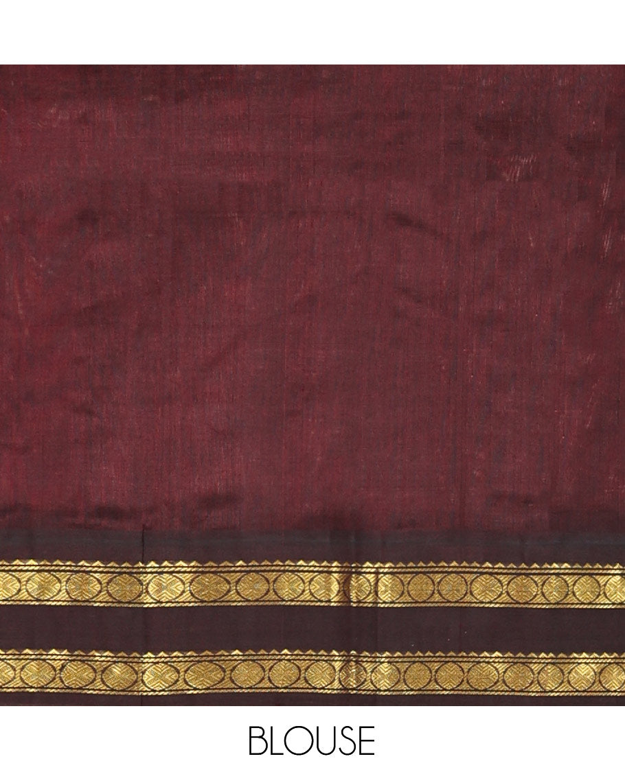 Pink Plain Kuppadam Silk Saree, a Contrast Double Pettu Zari Border, Grand Pallu, a Contrast Blouse
