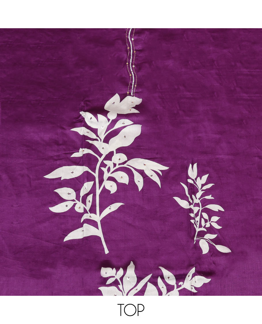 Purple Cotton Material Chudidar Set