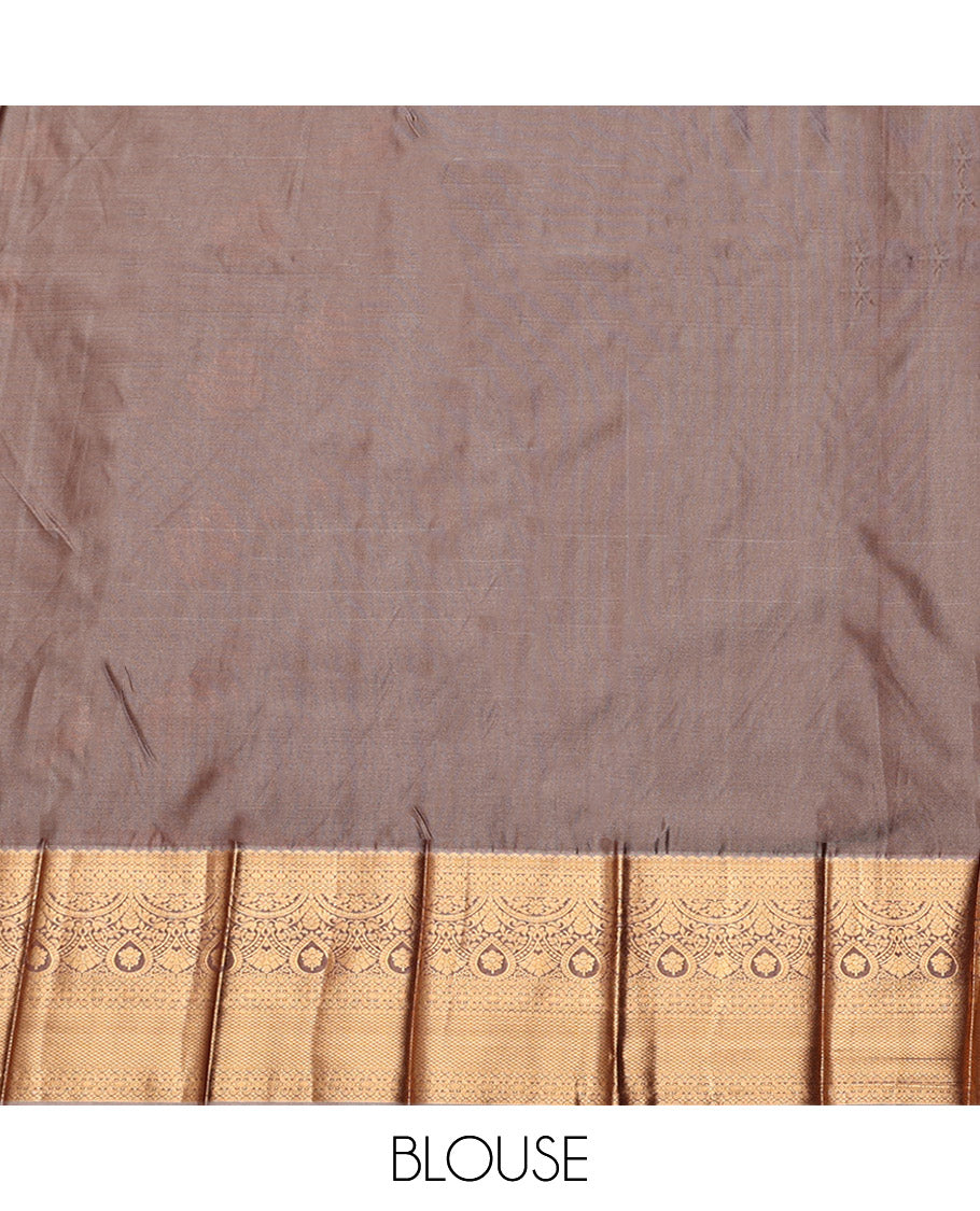 Turquoise Budget Silk Saree, Featuring Zari Buttas, Complemented by a Contrast Traditional Zari Border, Intricate Pallu, and a Contrast Blouse