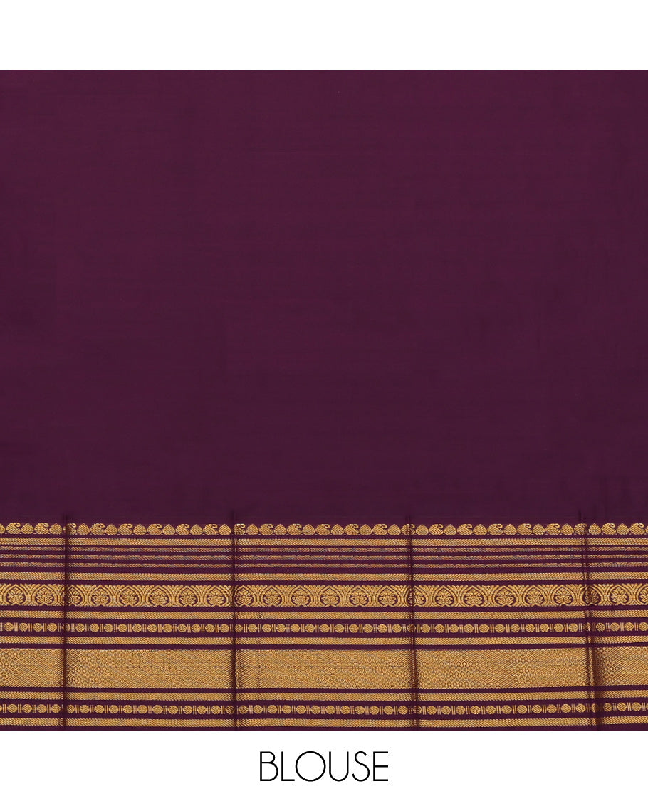Turquoise Budget Silk Saree, Sparsely Threaded with Zari Buttas, a Contrast Traditional Zari Border, Grand Pallu, and a Contrast Blouse