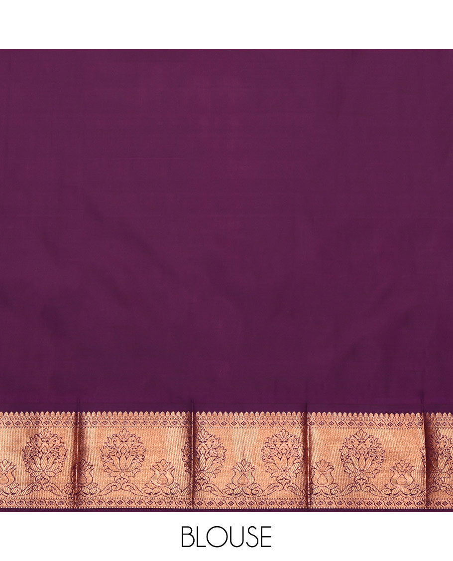 Grey Budget Silk Saree, Embellished with Jacquard, Complemented by Contrast Floral Zari Border, Jaal Pallu, and a Contrast Blouse