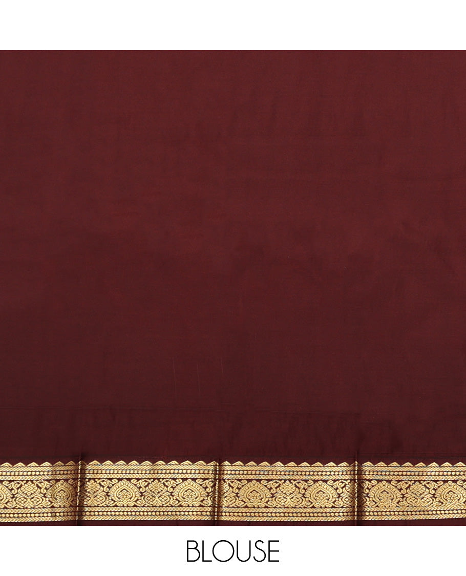 Baby Pink Budget Silk Saree, Subtly Sparkled with Zari Buttas and Checks, Complemented by a Contrast Traditional Zari Border, Grand Pallu, and a Contrast Blouse