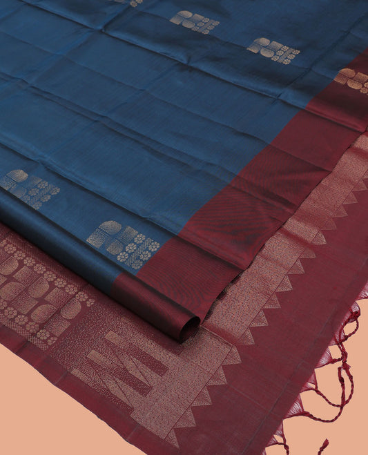 Blue Mayuri Lite Silk Mix Saree