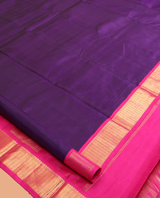Violet Plain Kanchipuram Silk Saree