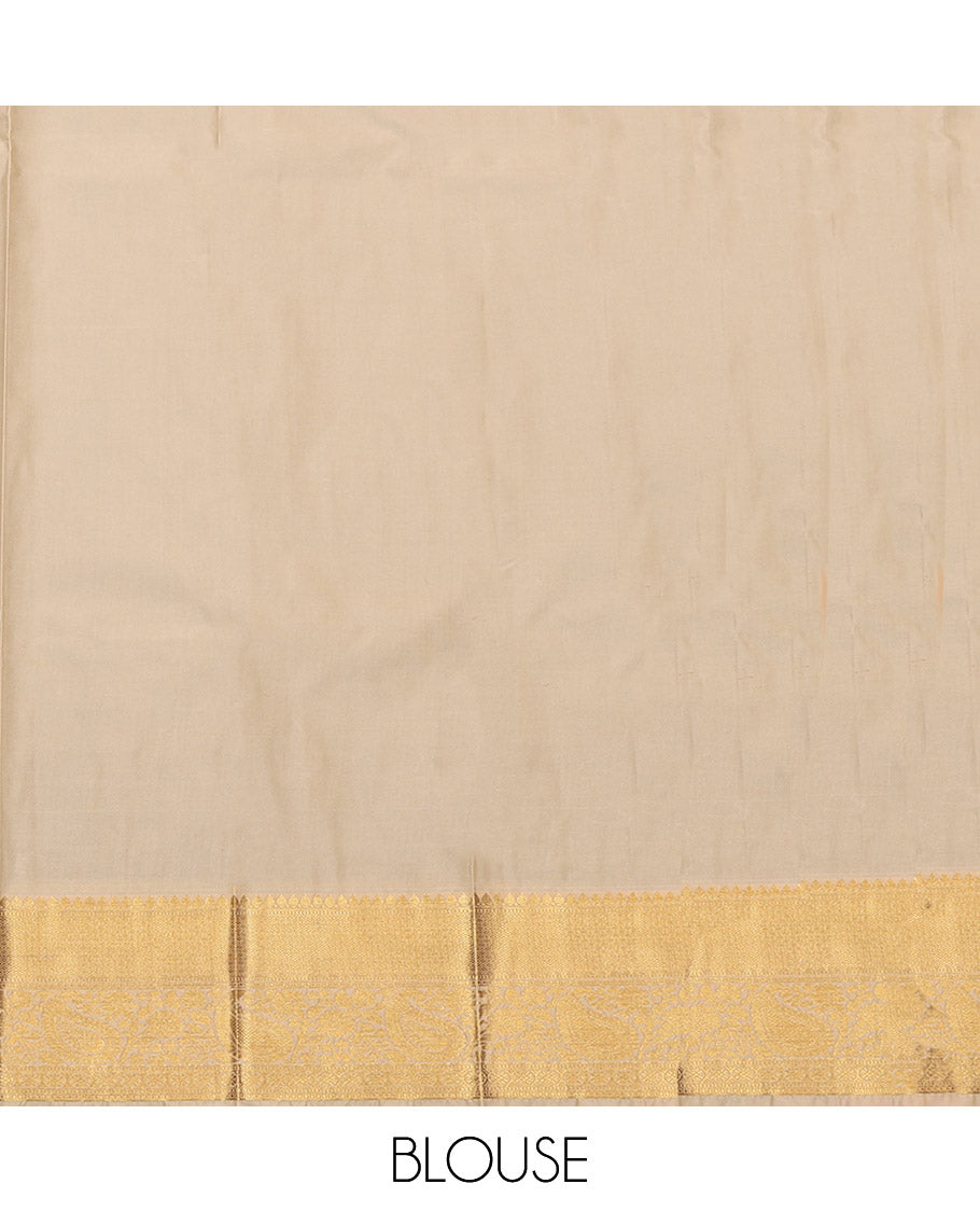 Green Budget Silk Saree, Gracefully Embellished with Butterfly Buttas, Complemented by a Contrast Traditional Zari Border, Grand Pallu, and a Contrast Blouse