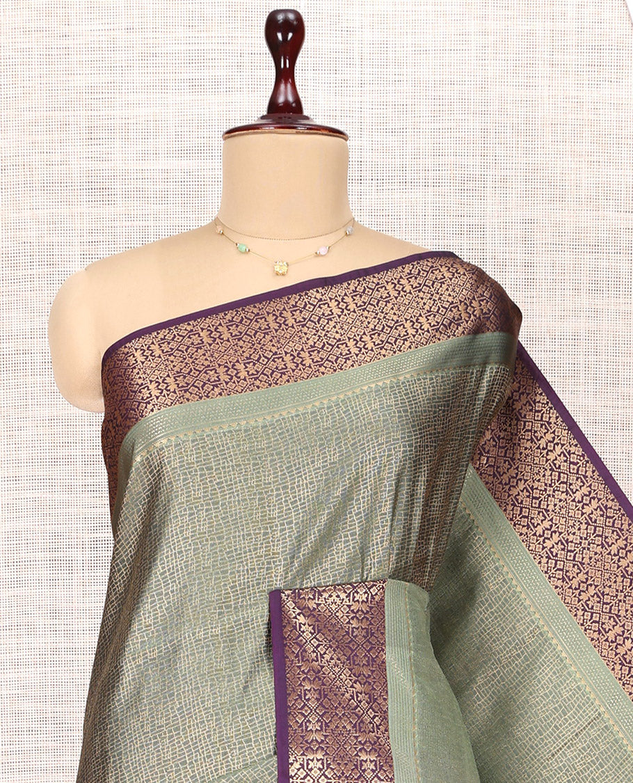 Green Geometric Design Budget Silk Saree