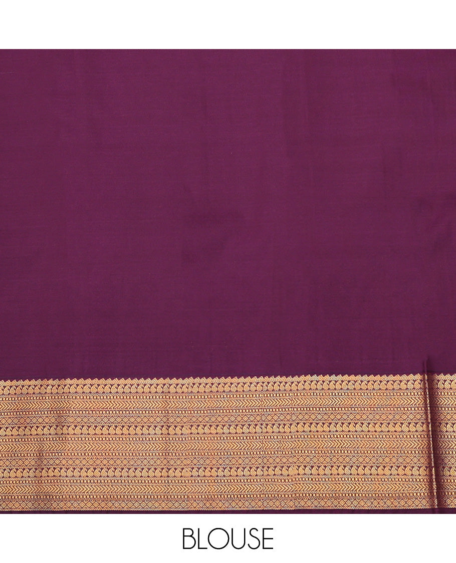 Pink Beautified with Zari Buttas All Over Its Body, Complemented by Captivating Contrast Traditional Zari Designs Woven Border, Grand Jaal Pallu and Paired with a Contrast Blouse
