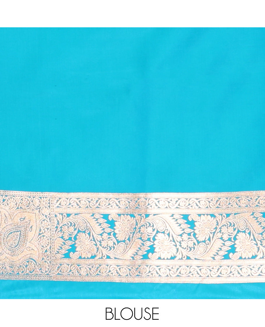 Blue Banarasi Nylon Saree, Embellished with Jacquard, a Floral Creeper Zari Border, Intricate Pallu, and a Matching Blouse