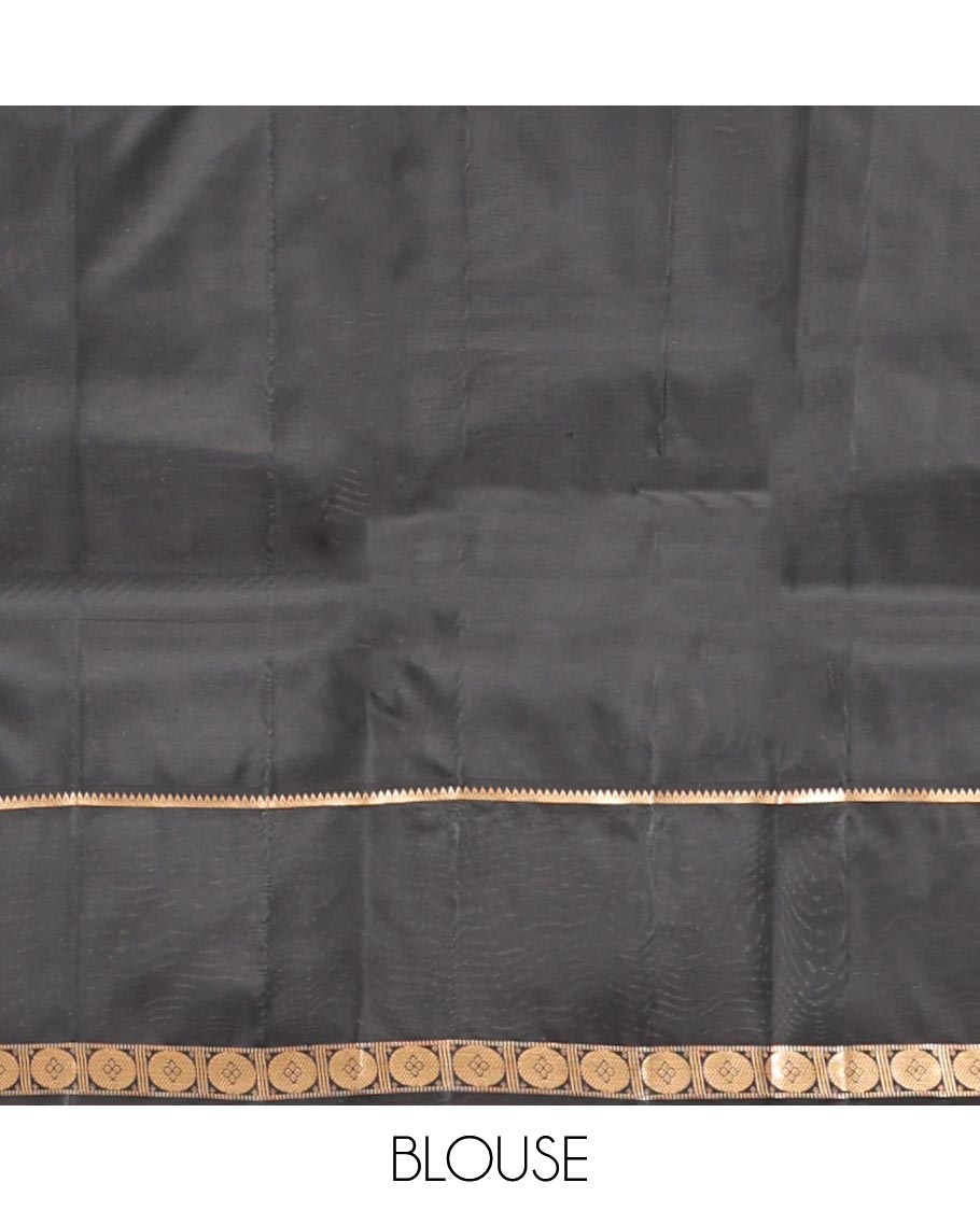 Yellow-Black Vasundhara Lite Silkmix Saree, Elevated with Checks, Contrast Rettai Pettu Border of Rekku and Poun, Zari-Striped Pallu, and a Contrast Blouse