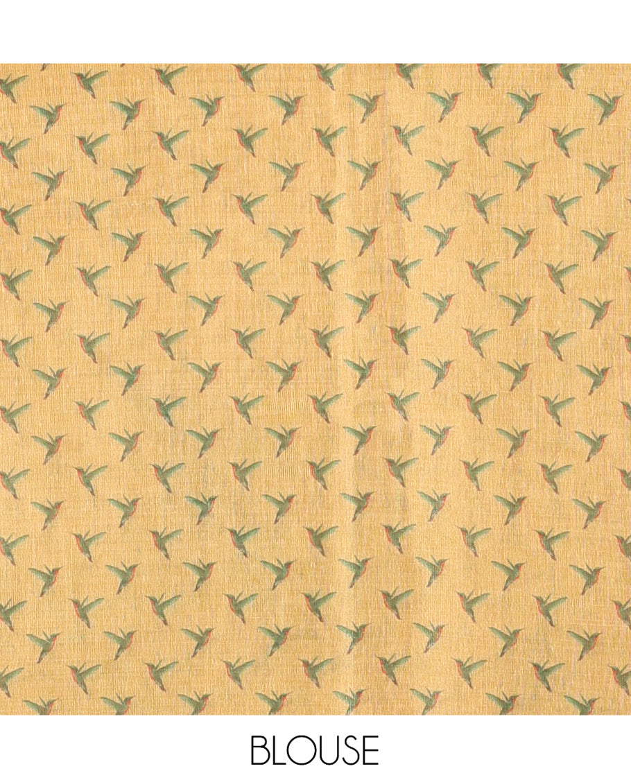 Borderless Yellow Tissue Cotton Saree