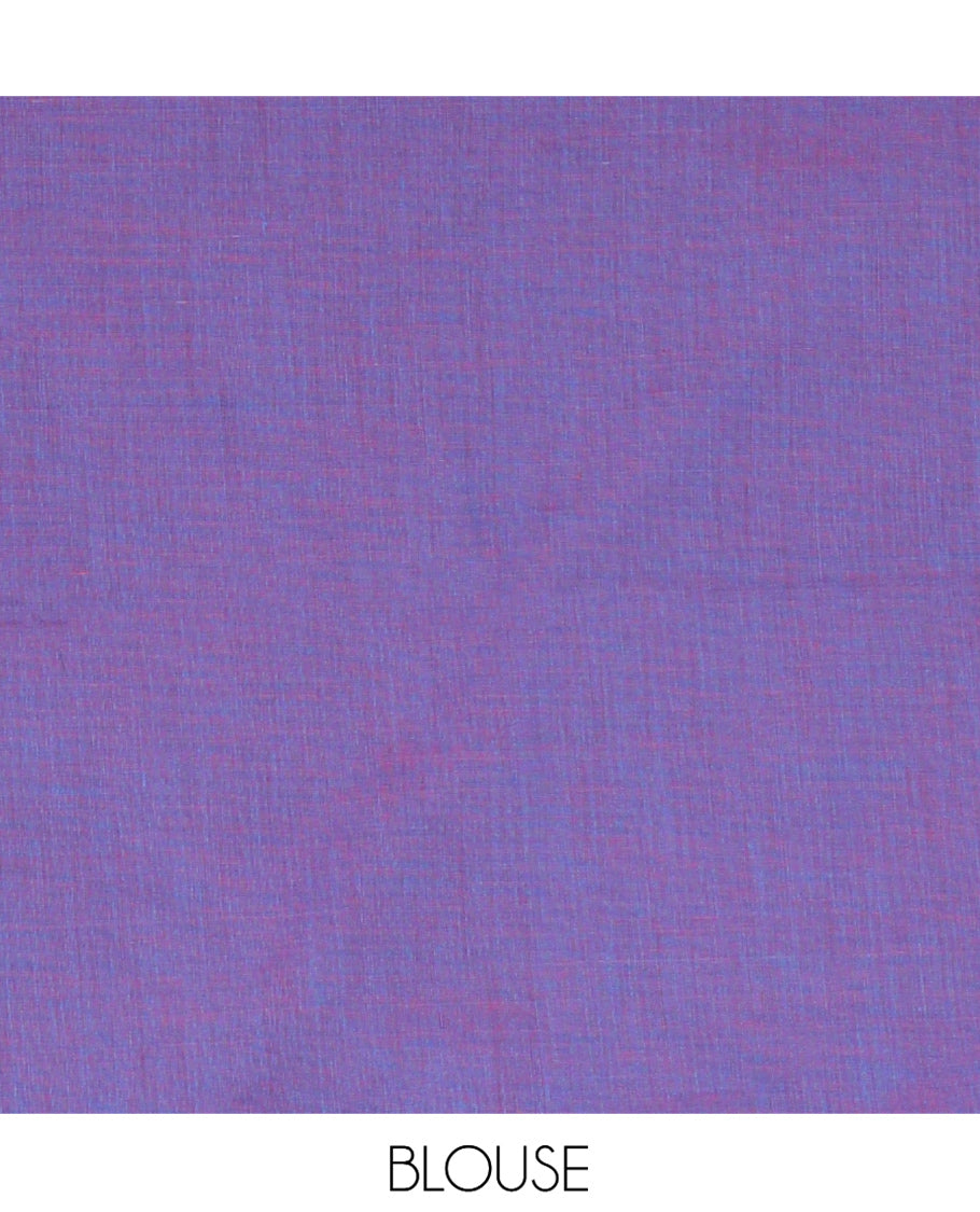Borderless Blue Khadi Cotton Saree Features Double Stripes, a Self-Pallu of Tassels, and a Matching Blouse