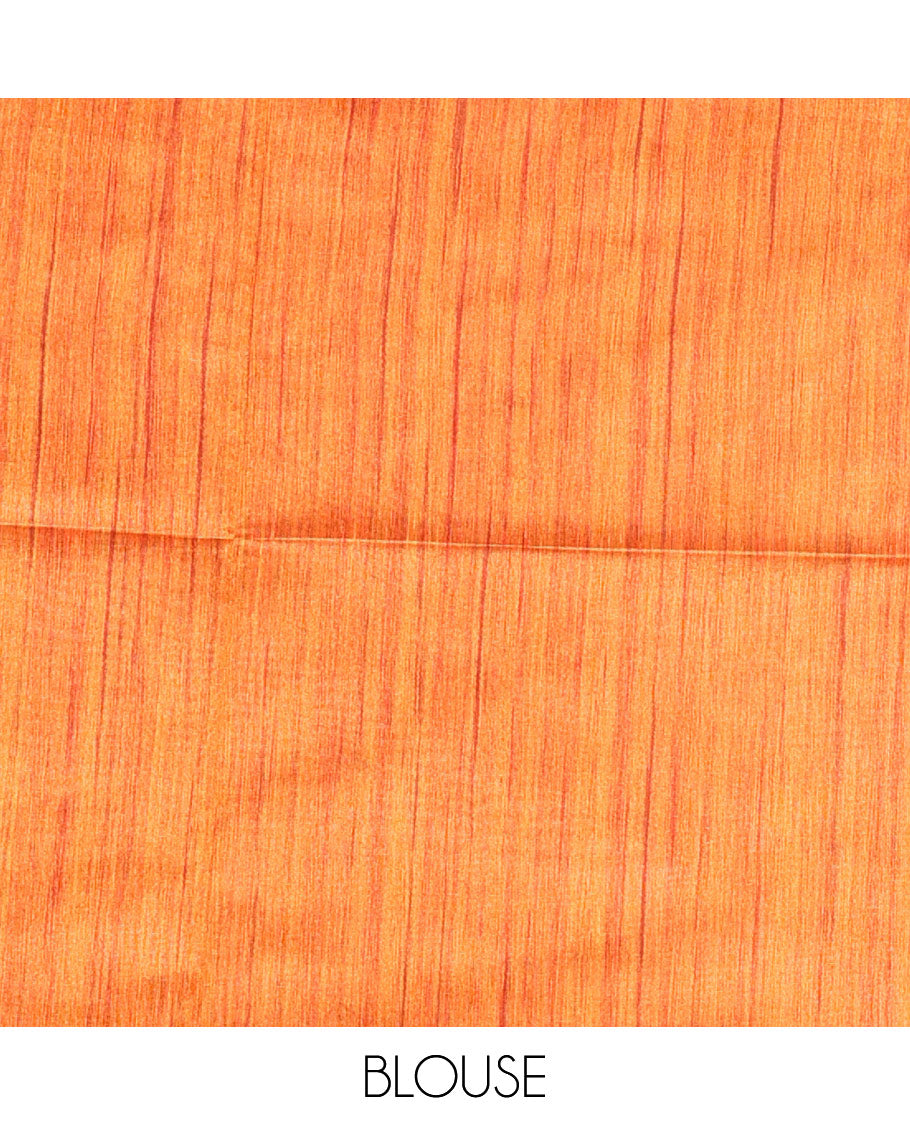 Parrot green full plain katan silk saree, contrast temple border, odisha style printed pallu, and contrast plain blouse