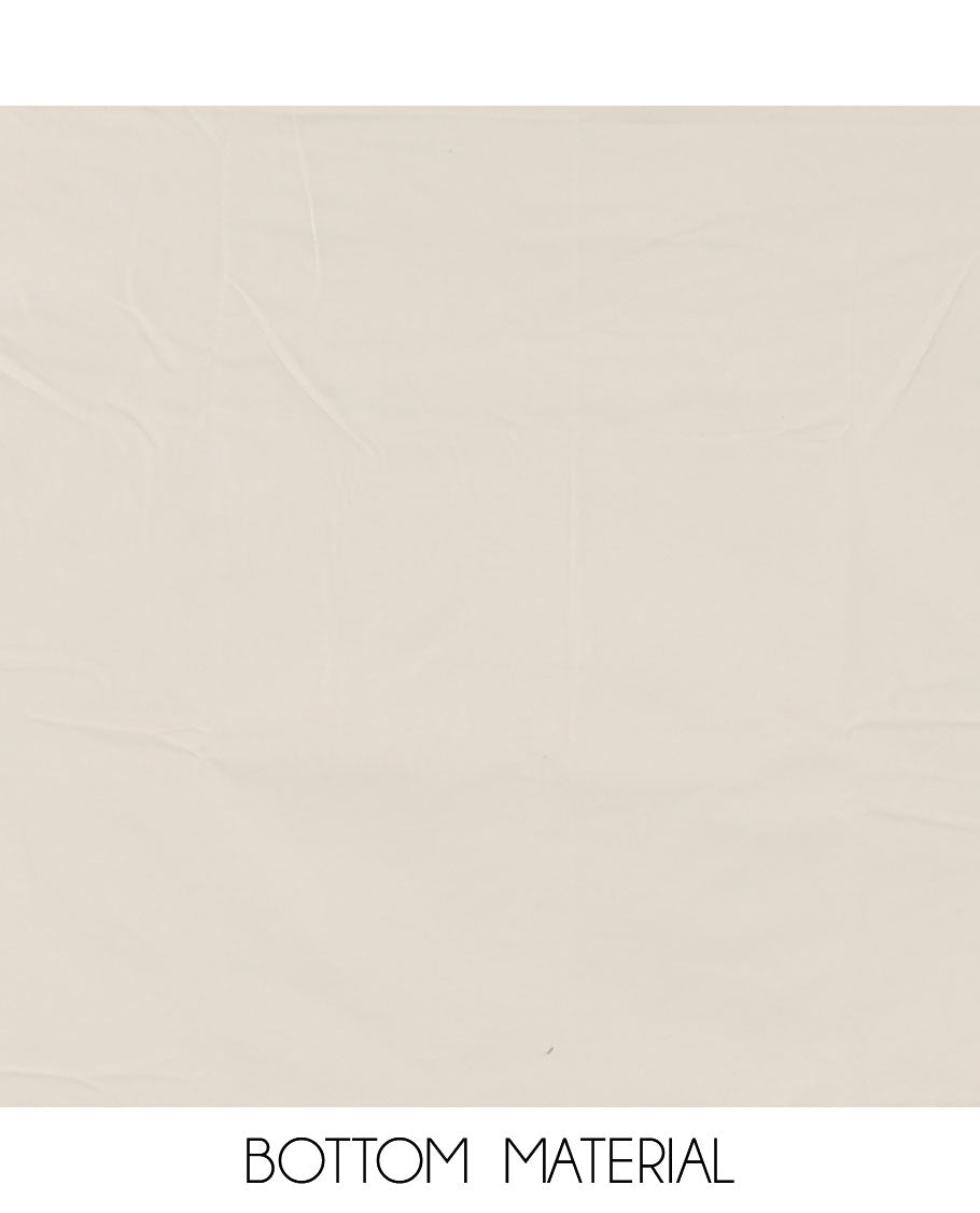 Cream banarasi mal chanderi material chudidar set, centre jacquard & zari buttas top, plain bottom & zari design dupatta