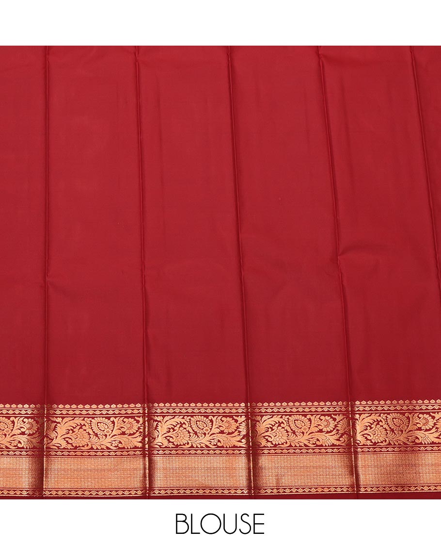 Peacock Blue Budget Silk Saree, Beautified with Ogee Jacquard Design, Complemented by a Contrast Traditional Zari Border, Grand Pallu, and a Contrast Blouse