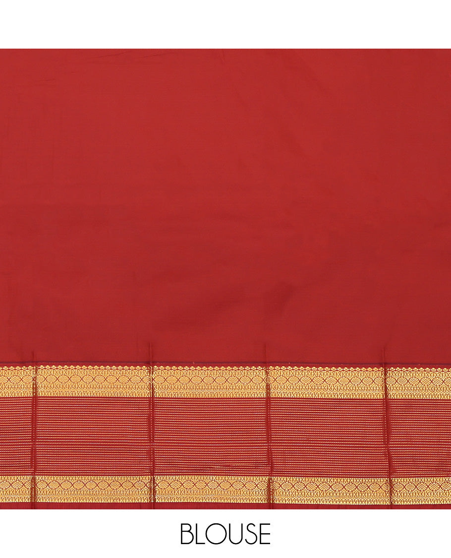 Blue Leaf Vine Zari Stripes Budget Silk Saree