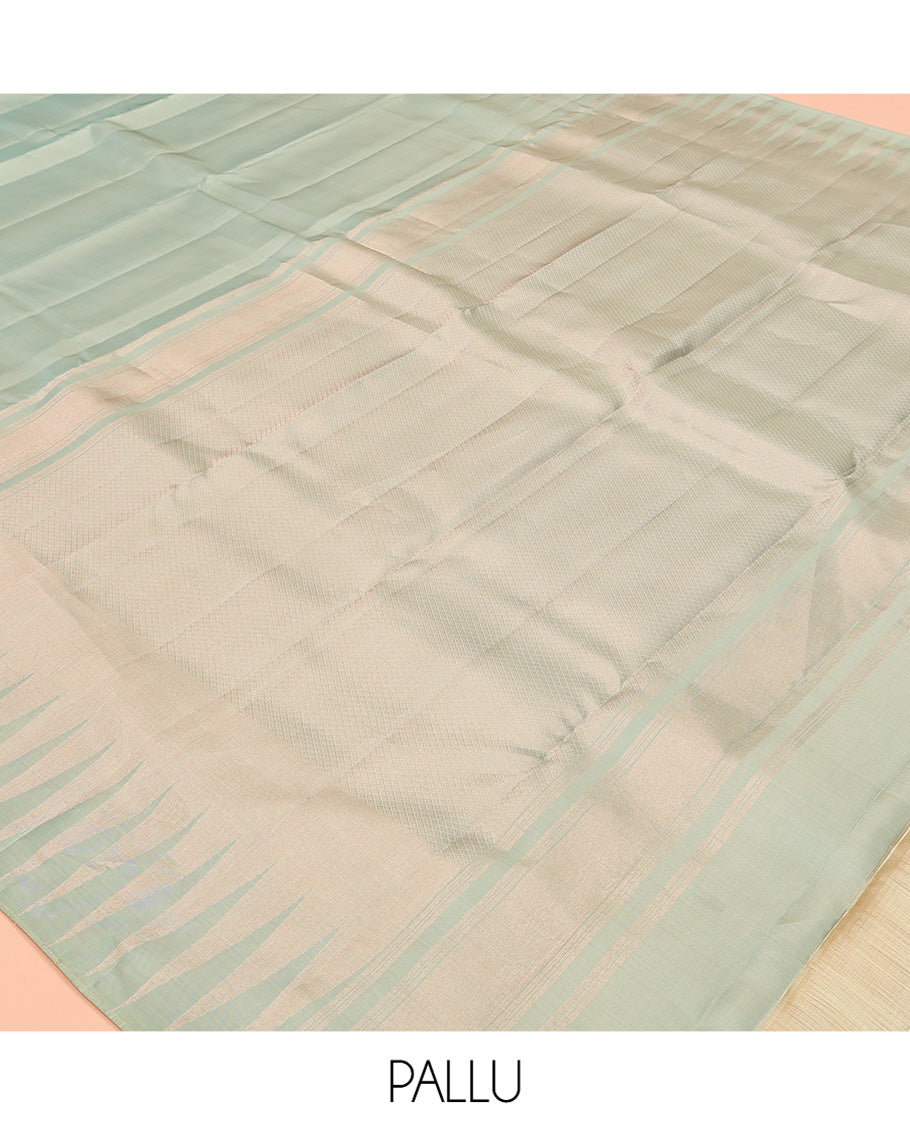 Turqoise Plain Vasundhara Lite Silk Mix Saree, a Zari Thazhampoo Rekku Border, Grand Jaal Pallu, and a Matching Blouse