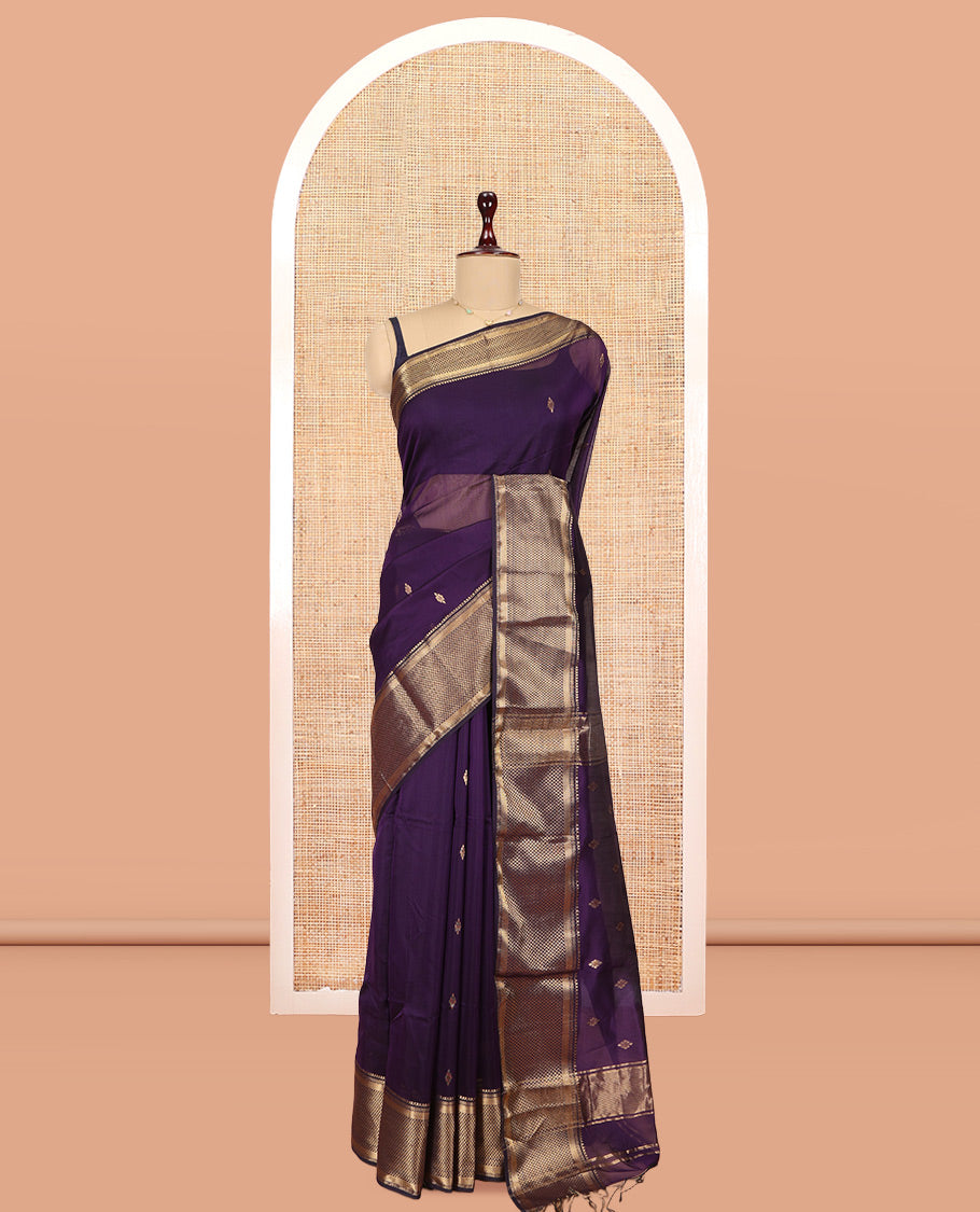 Purple Maheshwari Cotton Saree