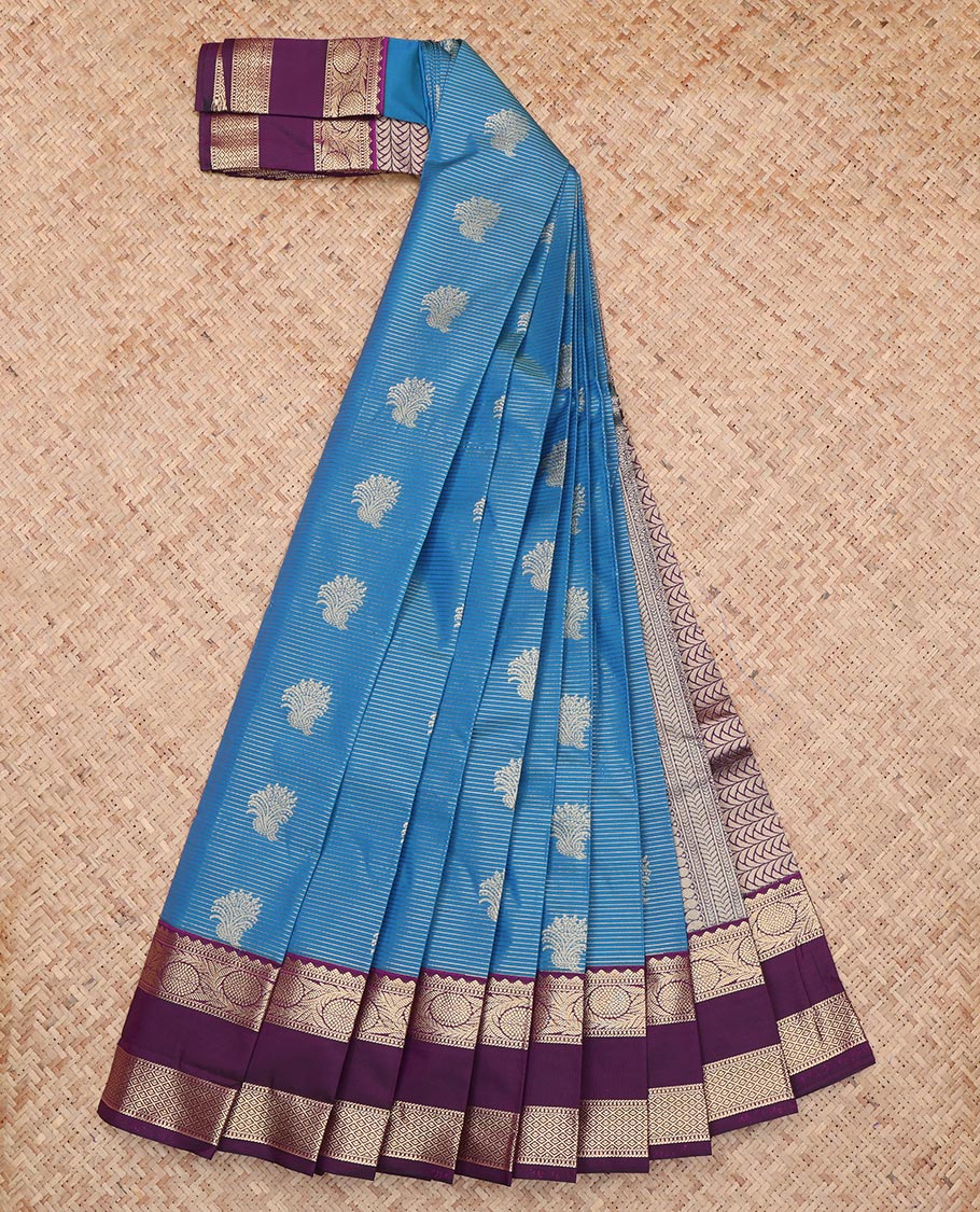 Blue Rettai Pattu Border Budget Silk Saree