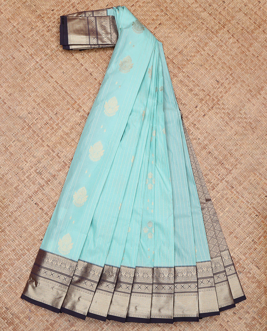 Blue Contrast Stripes Budget Silk Saree