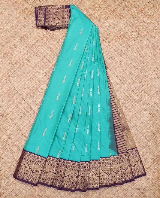 Blue Contrast Zari Border Budget Silk Saree