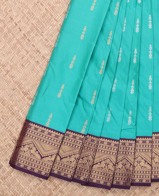 Blue Contrast Zari Border Budget Silk Saree