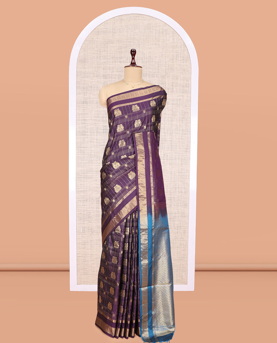 Purple Peacock Butta Budget Silk Saree