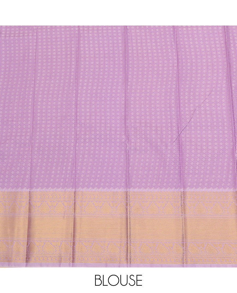 Yellow Budget Silk Saree Prettified with Butta Enclosed Sparsely Checks, Highlighted with a Contrast Traditional Zari Design Border, Pallu of Jaal Design, and Paired with a Contrast Blouse