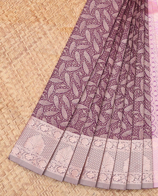 Purple Budget Silk Saree, Finely Crafted with Jacquard Design, Complemented by Contrast Traditional Zari Border, a Grand Pallu and a Contrast Blouse