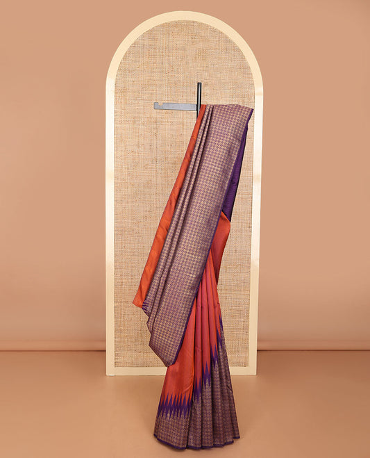 Borderless Multi-color geometric design kancheepuram silk saree with bhavanji design pallu