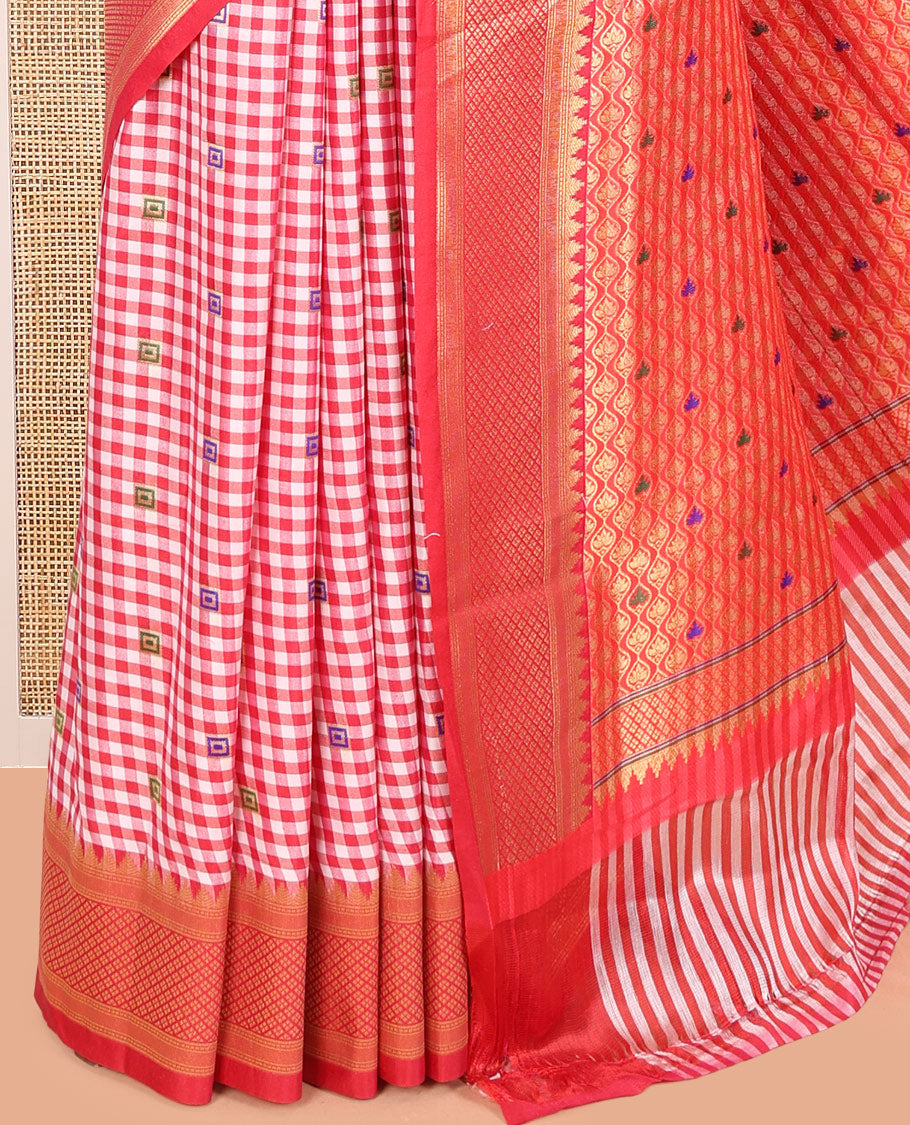 Orange Chettinad-Style Soft Silk Saree