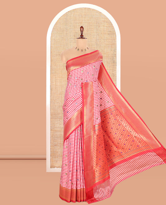 Orange Chettinad-Style Soft Silk Saree