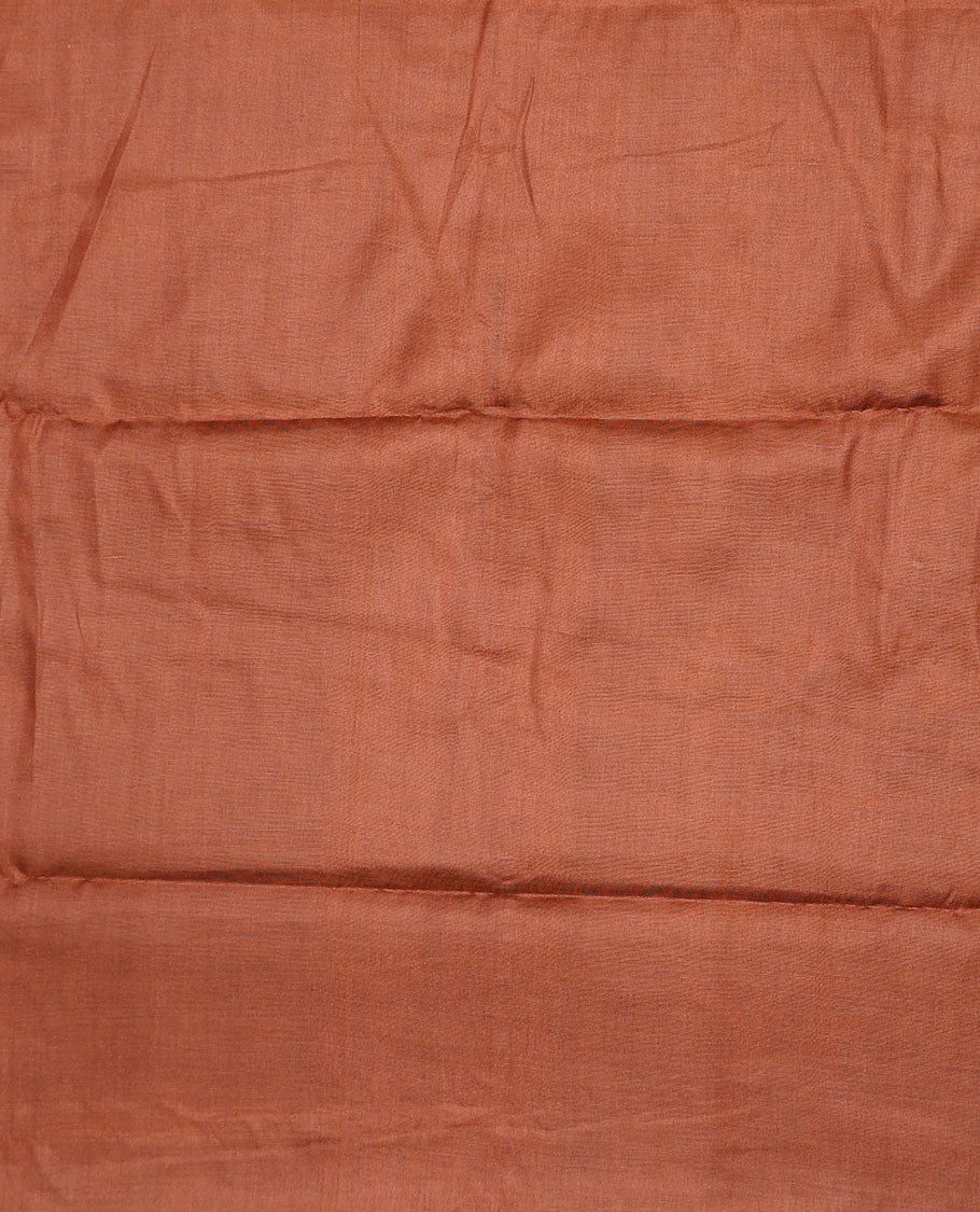 Honey color chudidhar material set, embroidered tissue top, plain bottom & floral vine embroidered scallop tissue dupatta