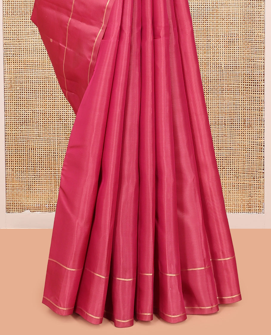 Red Vasundhara Lite Silk Mix Saree, Ornamented with Zari Buttas, a Bodi Border, Pallu of Seppu Rekku, and a Matching Blouse