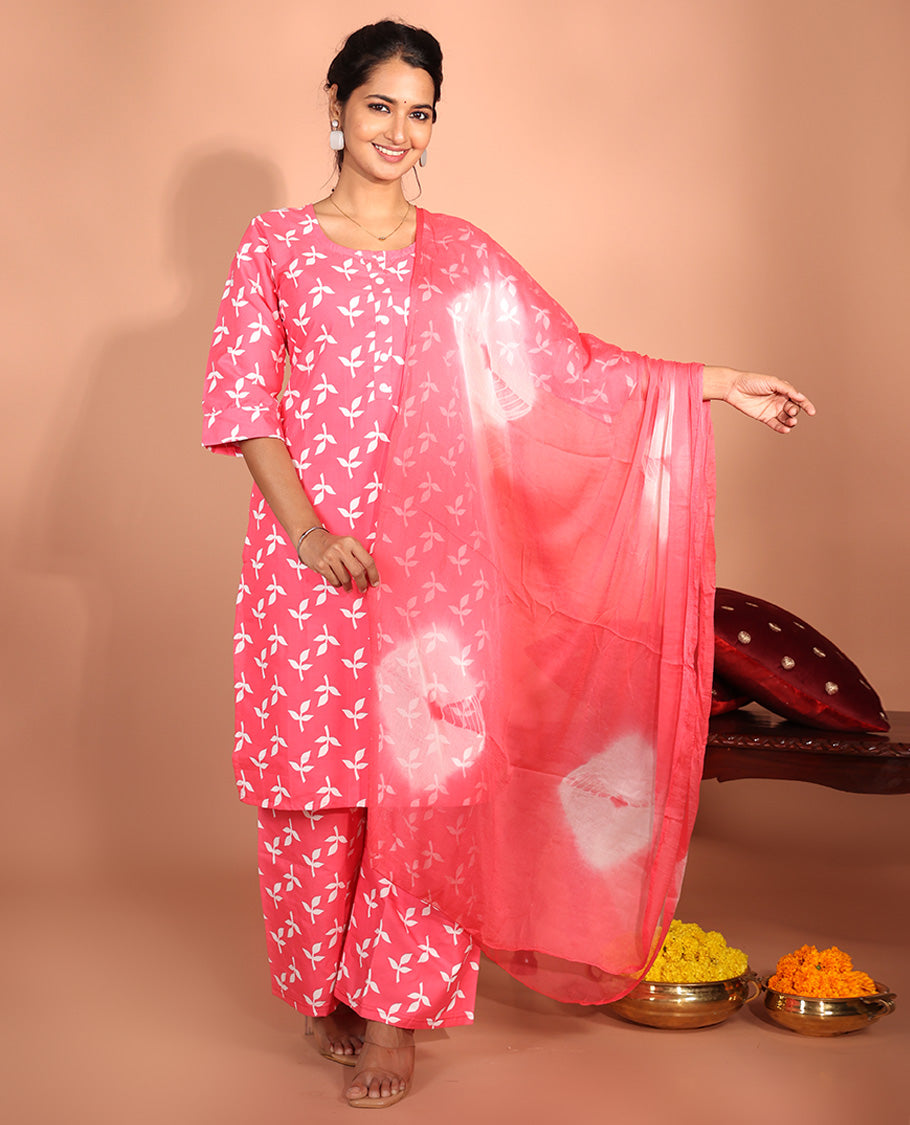 Pink Rayon Readymade Suit